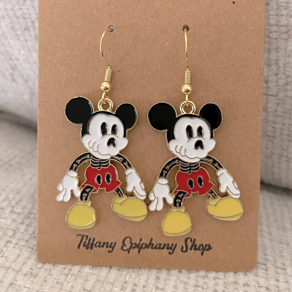 Disney Inspired Spooky Mickey skeleton Mickey Earrings NWT - Picture 4 of 5